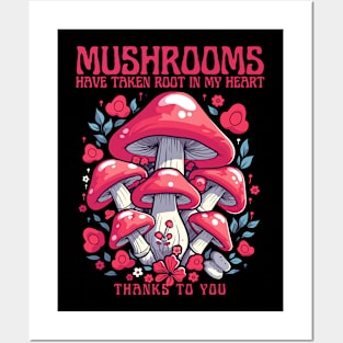 Mushroom Valentine gift for Lovers Posters and Art
